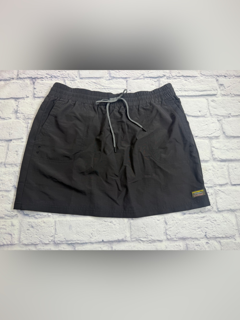 NWT L.L. Bean Black Tidewater Skirt - Elastic Drawstring Waist. Women's S